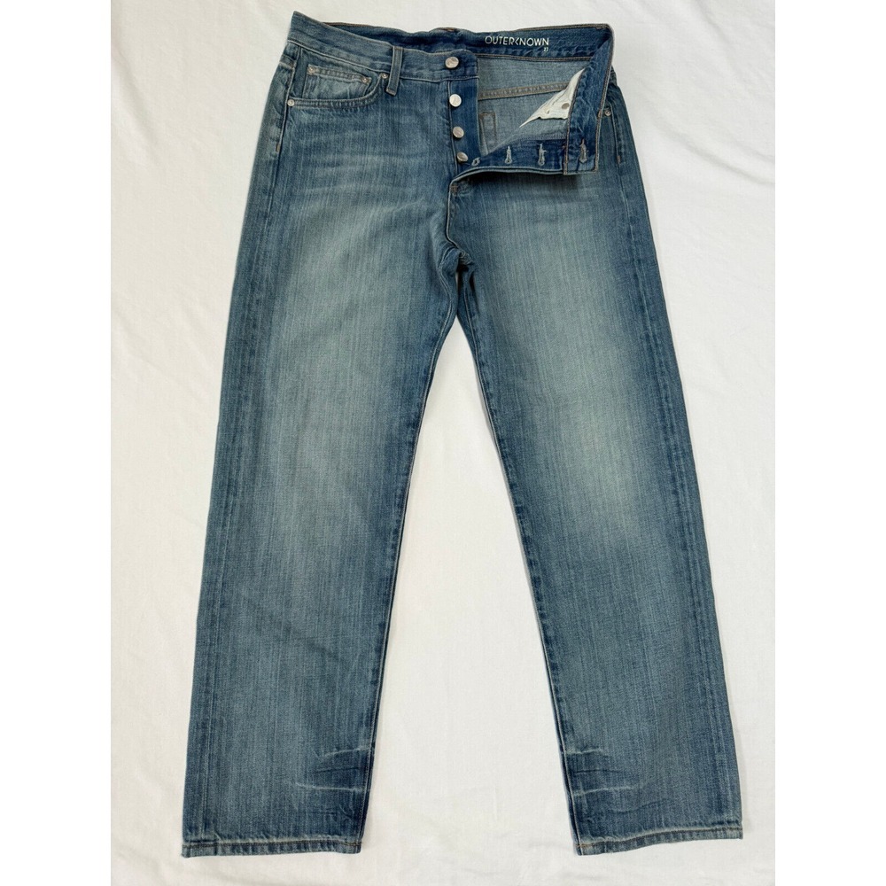Outerknown S.E.A. Fillmore Boyfriend Jeans Womens Size 27 Blue Button Fly USA